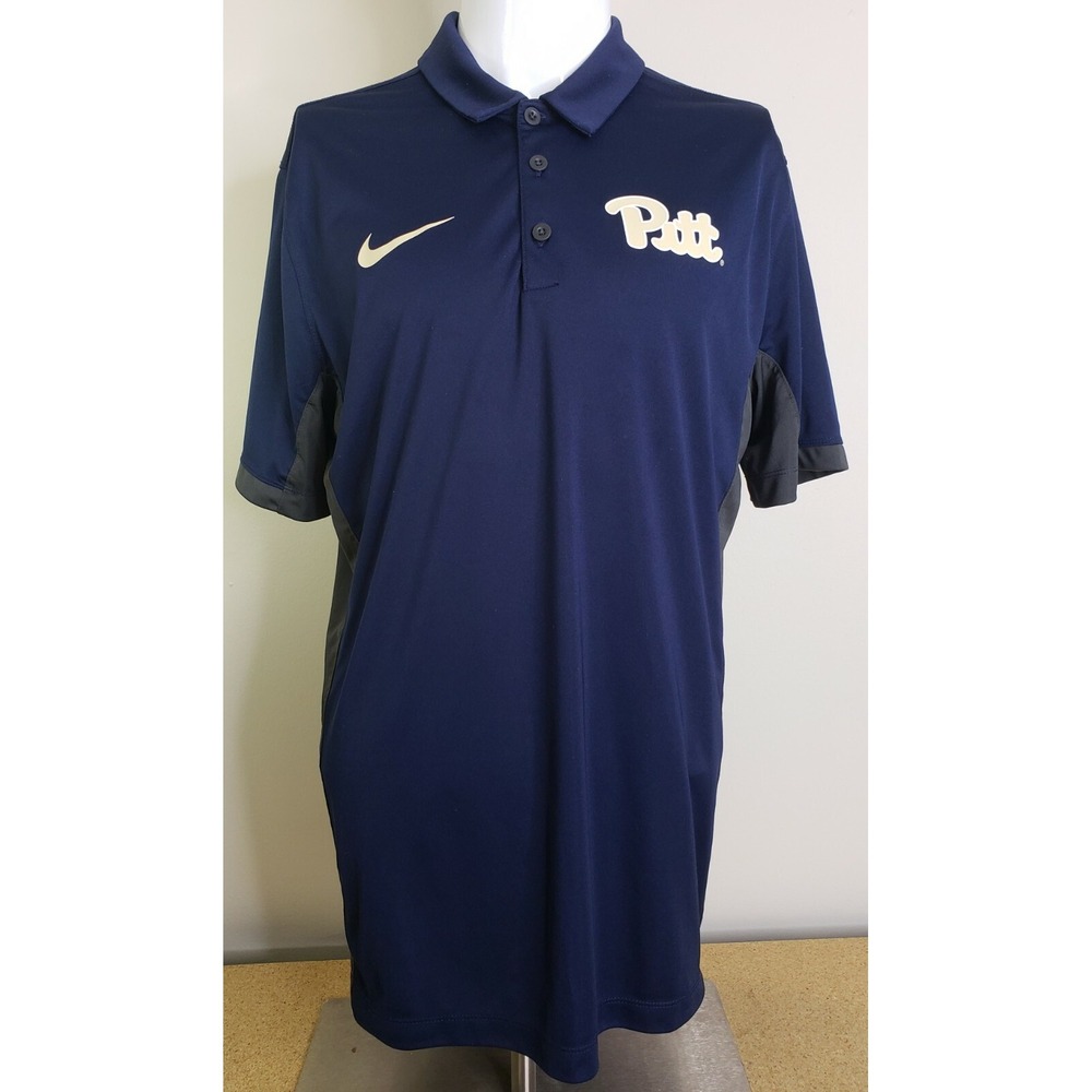 Nike Dri Fit Shirt Mens Size Large Pittsburgh Pitt Panthers Polo Blue Gray